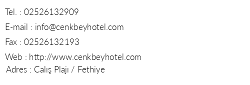 Cenk Bey Hotel telefon numaralar, faks, e-mail, posta adresi ve iletiim bilgileri